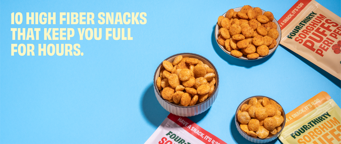 Healthy high fiber snacks designed to support fullness and balanced nutrition. 