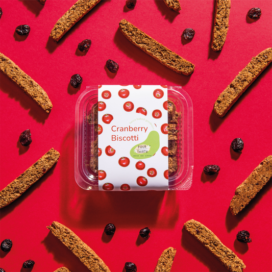 Image showcasing box of cranberry biscotti