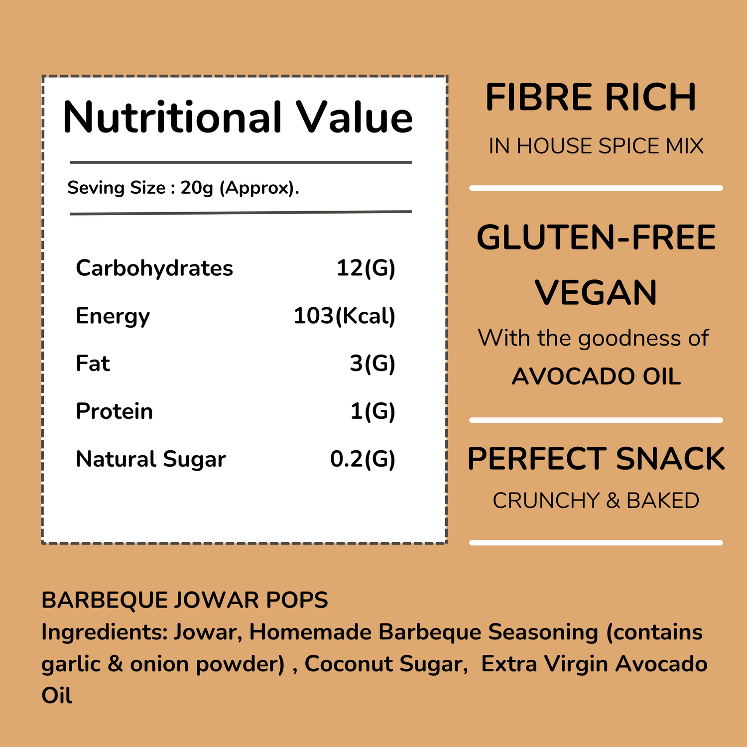 Barbeque Jowar Pops Nutritional Value info