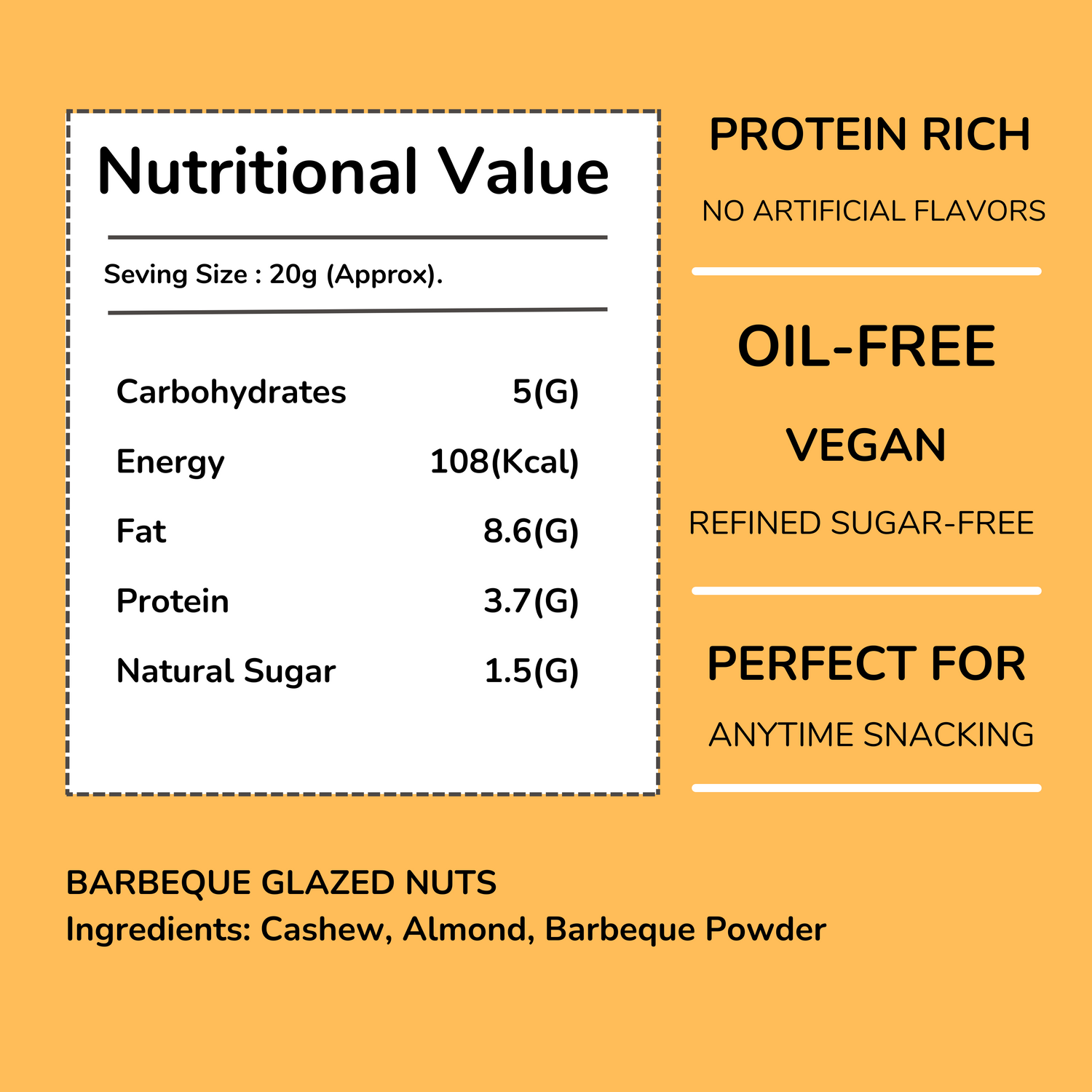 Barbeque Glazed Nuts nutritional value info