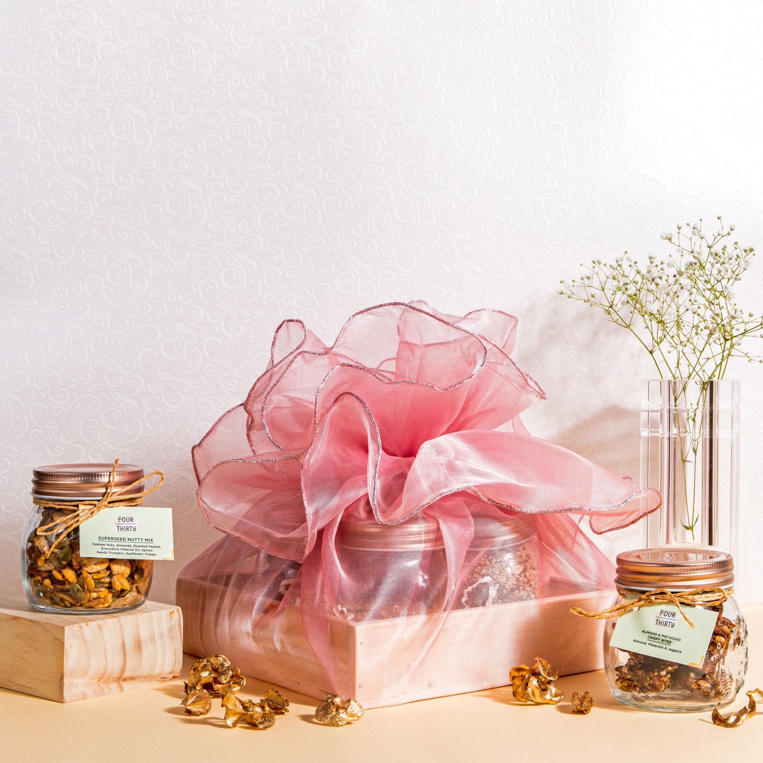 Image showcasing box filled with festive snacks