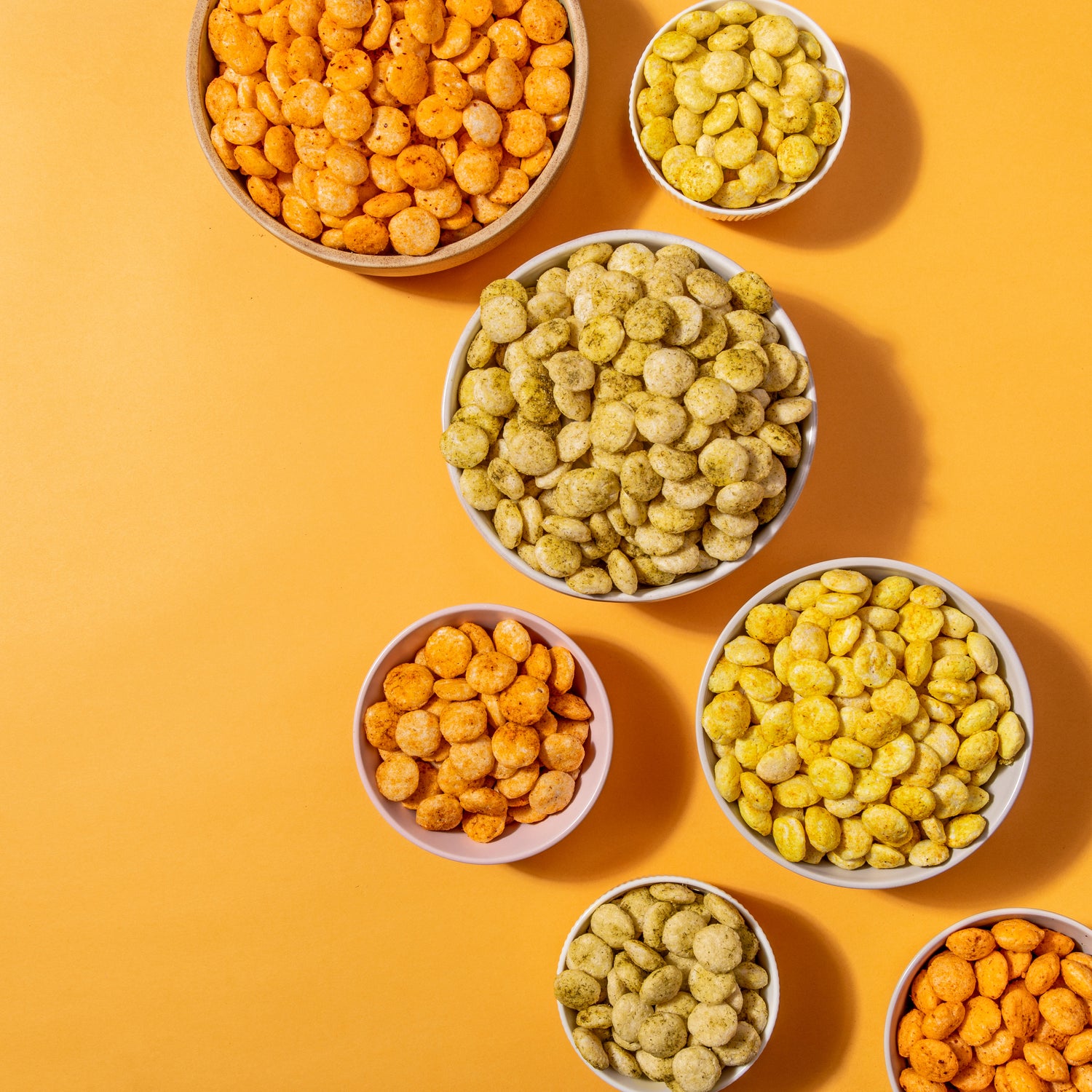 Image showcasing different flavors of sorghum puffs