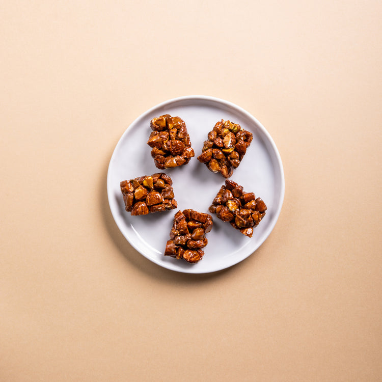 Almond Pistachio Crunch in a round plate